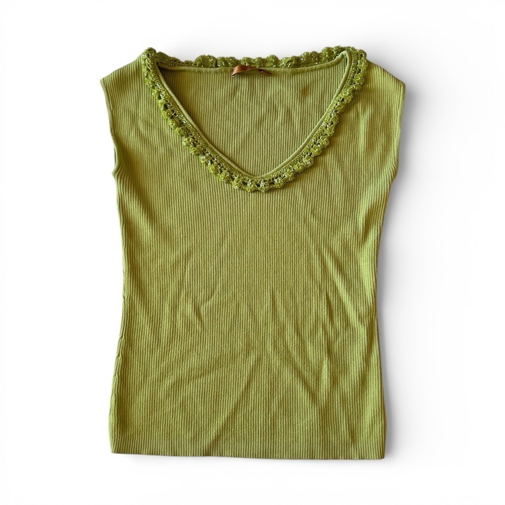 Belldini Olive Green Lace Trim Tank Top